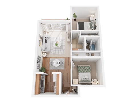 Floor plan for 2 beds, 1 bath, 650 sqft